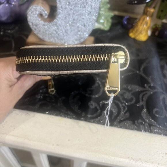 Brahmin Black & Gold Embossed Leather Zip Around Wallet - Picture 5 of 12